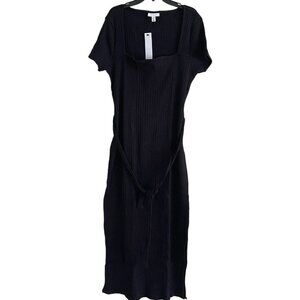 Topshop Women's Square Neck Ribbed Midi Dress Size 14